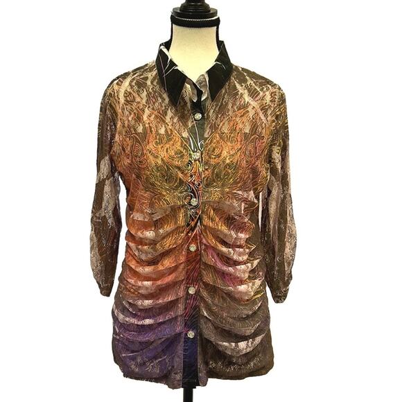 Unique FANTAZIA Button-Up Shirt - Size Large - Picture 1 of 11